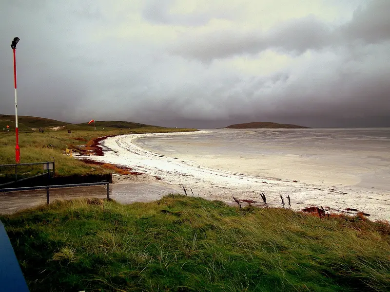 The sandy beach of Traigh Mhor on Barra, which serves as the airport runway